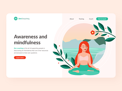 Zen coaching illustration landing page landingpage meditation ux vector vector art vector illustration vectorart web website yoga zen