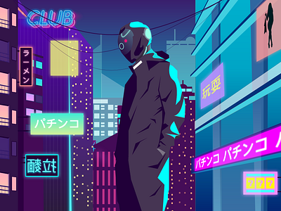 Neo Tokyo city cryptoart cyberpunk dystopia future illustration neon nft vector vector art vector illustration