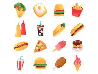 fast food icons cute fast food food food and drink food illustration icon icon design icons illustration menu restaurants