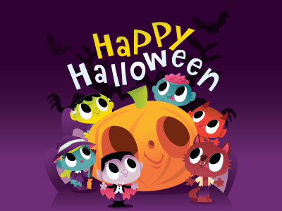 Halloween Monsters and Ghouls cute devil ghouls halloween illustration monsters trick or treat vampire vector witch zombie