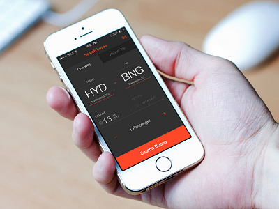 Search buses booking bus flat iphone orange search tabs trips ui ux