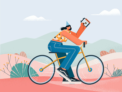 Startup Events to Visit bicycle calendar event flat illustration girl jeans landscape startup vans