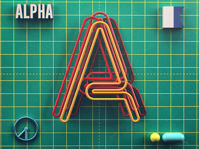 Alpha 36daysoftype a letter alpha cgi cinema4d illustration lettering photoshop texture typedesign typography