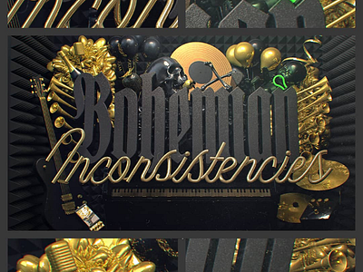 Bohemian Inconsistencies Fin 3dart bohemian c4d cgi cinema4d digitalart golden music queen typography