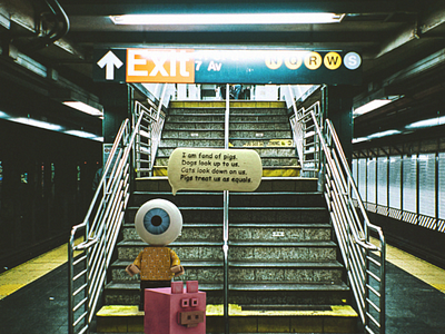 Churchill 3d c4d cgi churchill cinema4d graphicdesign new york nyc pigs subway underground