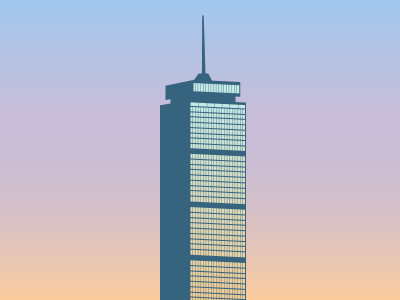 Boston Prudential Tower skyline boston gradient illustration