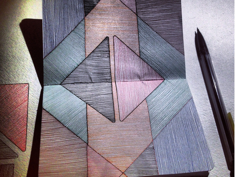 Sketchbook Study: Lines and Intersection sketchbook lines intersection color pen ink drawing hand drawn triangle shapes moleskin