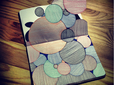 Sketchbook Study: Circles, Lines and layering circles color hand cut hand drawn ink lines moleskin paper cutting pen sketchbook