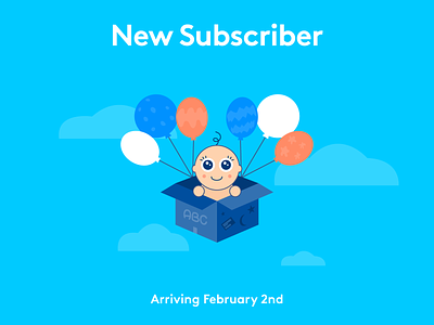 New Subscriber announcement baby balloon box celebrate illustration subscriber subscription