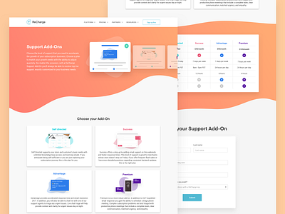 Support Add-Ons feature gradient landing page marketing support support page tiers web design