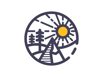 Sunny mountain icon illustration