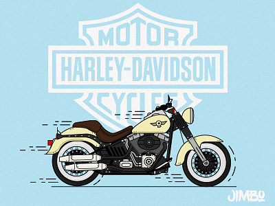 Harley Davidson Motor Cycle flat illustration simple