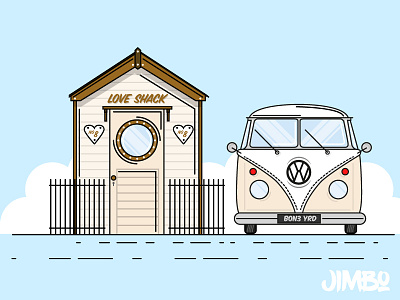 Beach Hut (Love Shack better Belive) beach hut flat illustration simple vw