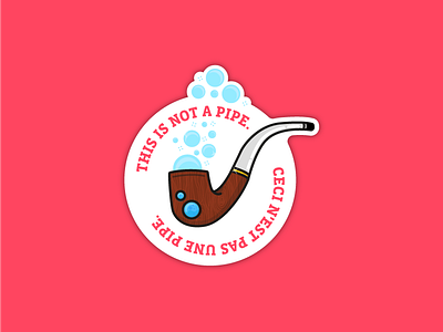 This is not a pipe... Ceci nest pas one pipe... illustration. sticker