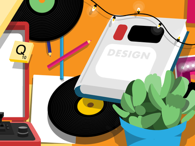 tocateunvals book! christmas lights turntables polaroids vinyls books cartoon ux icon vector ui media logo design branding illustration