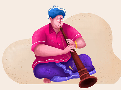 Playing Nadaswaram 2020trending illustration character design character illustration digital illustration illustration illustrator music villagelife