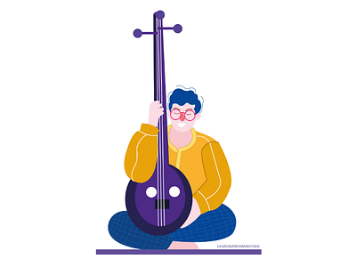 Playing tanpura illustration character design