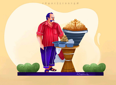 Panipuri man digital illustration indian food traditional villagelife