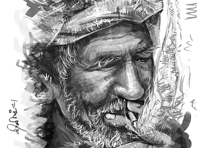 Old man smoking character illustration illustration trending illustration villagelife