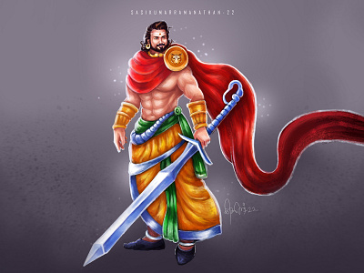 Vallavaraiyan Vandiyadevan characters digitalart movieposter ponniyinselvan tamil thanjavur vallavaraiyan vandiyadevan