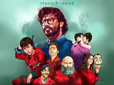 Money heist illustration illustration money heist netflix