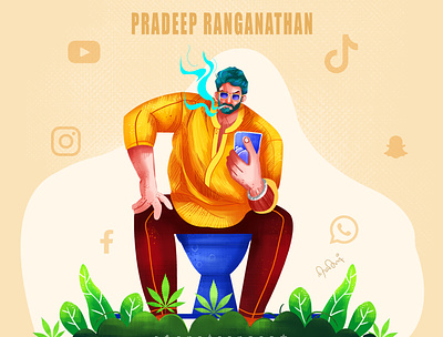 Love today movie illustration 2022y comali illustration love today movie illustration pradeep pradeep ranganathan trending tamil movie