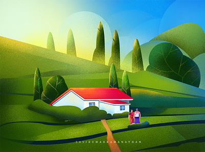 Village Landscape animation branding character design graphic design illustration landvillage landscape motion graphics trending illustration ui villagelife