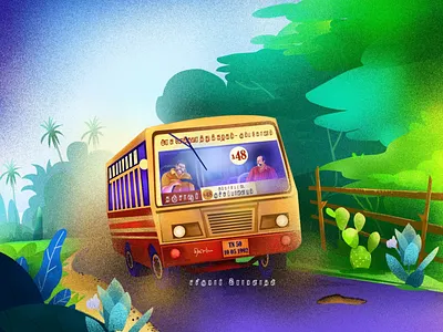 My village (Native place) a48bus ammapet farmer illustration kuchipalayam my village native place oorukaran tamilnadu government bus thanjavur village bus