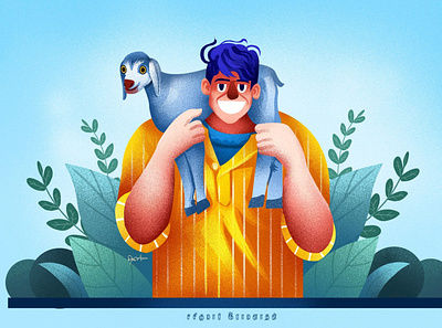 Happy Man with lamb character design character illustration lamb man with sheep trending illustration