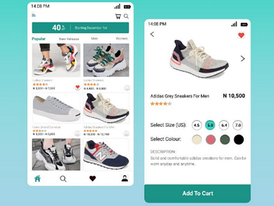 UI Design Challenge - Shoe shopping app