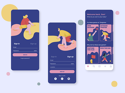 Playsoo - Outside Lies Magic app design illustration illustrator play playful sign in screen signup ui uidesign ux vector