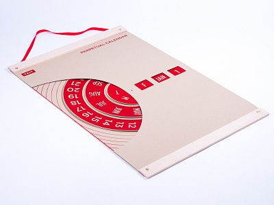 TAIT Perpetual Calendar calendar interactive red screen printing volvelle wood