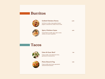 Daily UI #43 - Food Menu