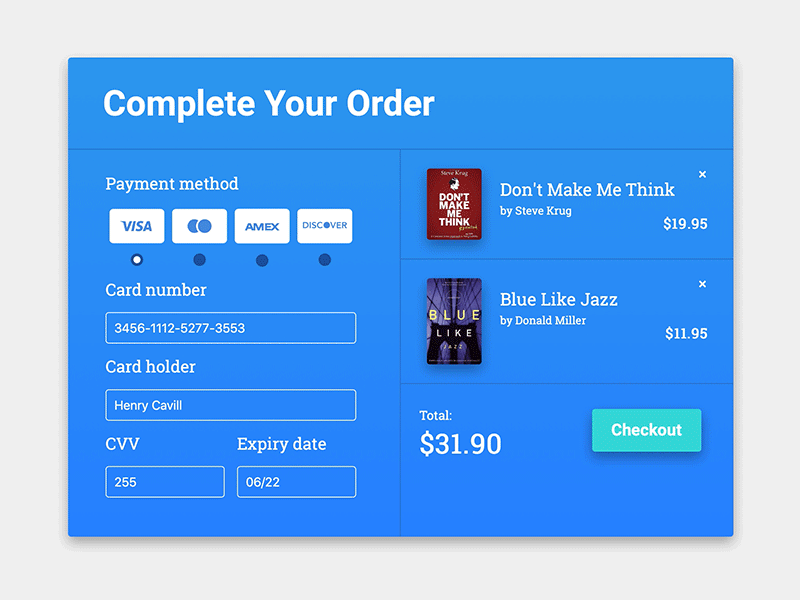 Daily UI #02 - Credit Card Checkout