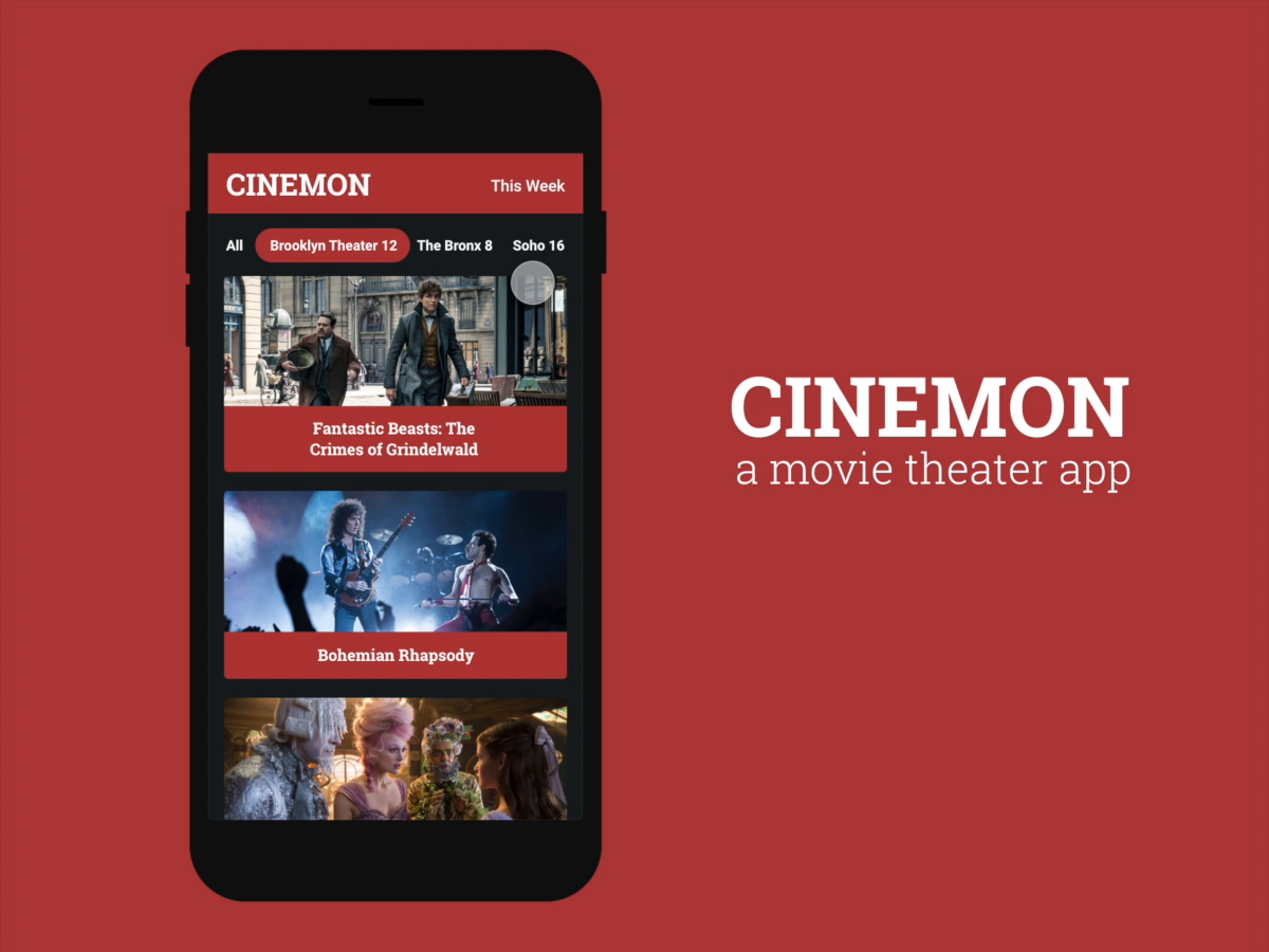 Cinemon A Movie Theater App (Concept) by Jake Dragash on Dribbble