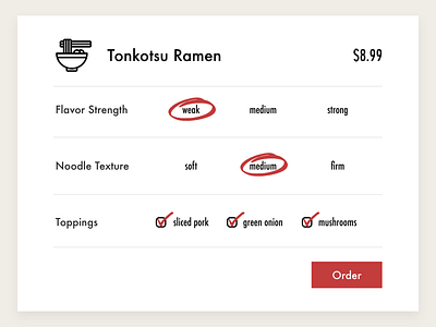 Daily UI #33 - Customize Product customize dailyui feedbackplease food mockup ramen restaurant