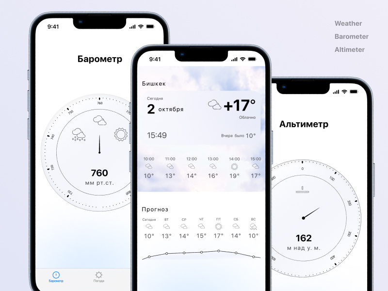 Weather, barometer and altimeter app by Daniar Asanov on Dribbble