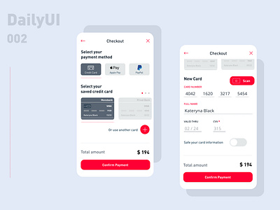 Daily UI 002.  Credit Card Checkout