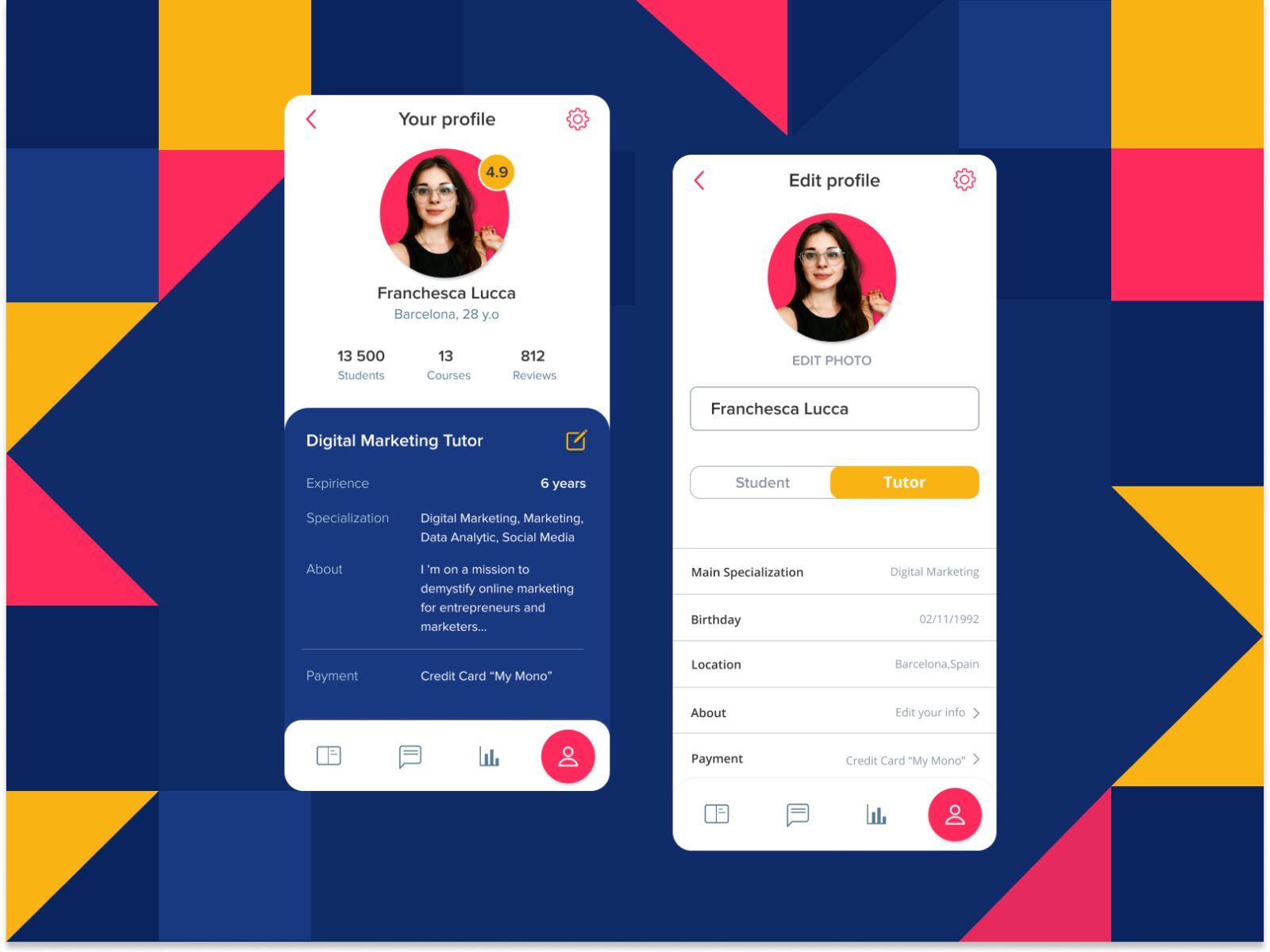 User Profile, Daily UI 006 by Kateryna Cherenkova on Dribbble
