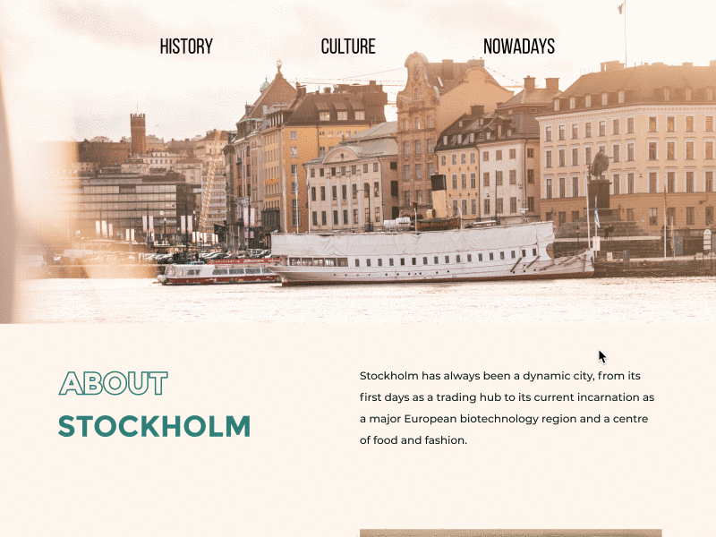 Landing / Article / Longread about Stockholm article city clear design grid landing landing page minimalistic stockholm stylish typography