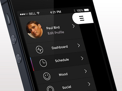 Qualia App Menu app black clean dark design festival flat ios iphone mobile mysterious ui