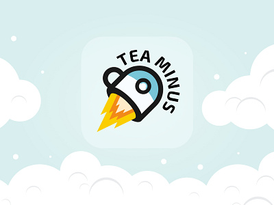 Tea Minus Icon app icon coffee cup digital design flying mug illustration logo rocket tea team vector