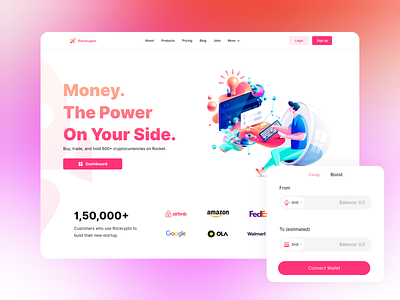 Crypto trading hero section of landing page blockchain branding design graphic design illustration landing page logo nft hero section nft landing page ui