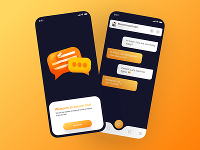 chatting app blockchain branding chat screen design chating splash screen chatting apps design graphic design illustration light theme message app message splash screen mockups screens muhammad inam orange theme simple screens splash screen text app ui