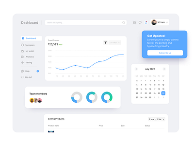 Finance Dashboard Light color scheme with free source file.