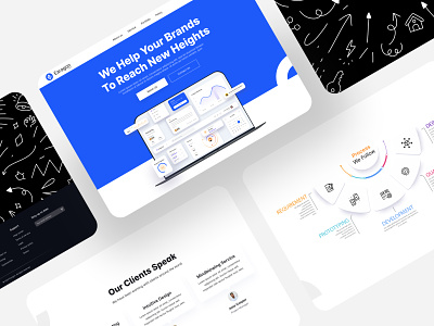 Simple and elegant UI Landing page sections design 3d branding design doodles section feedback section graphic design hero section it page landing page laptop logo mockup motion graphics roadmap section sections ui ux