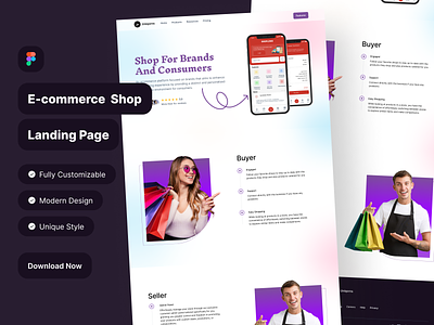 E-commerce Shop Landing Page Description customer reviews customer support e commerce shop featured products landing page mobile optimization online shopping personalized recommendations promotional offers secure checkout top selling user friendly navigation