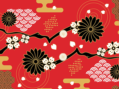 Japanese flowery pattern branding flower illustration japanese japaneseart pattern