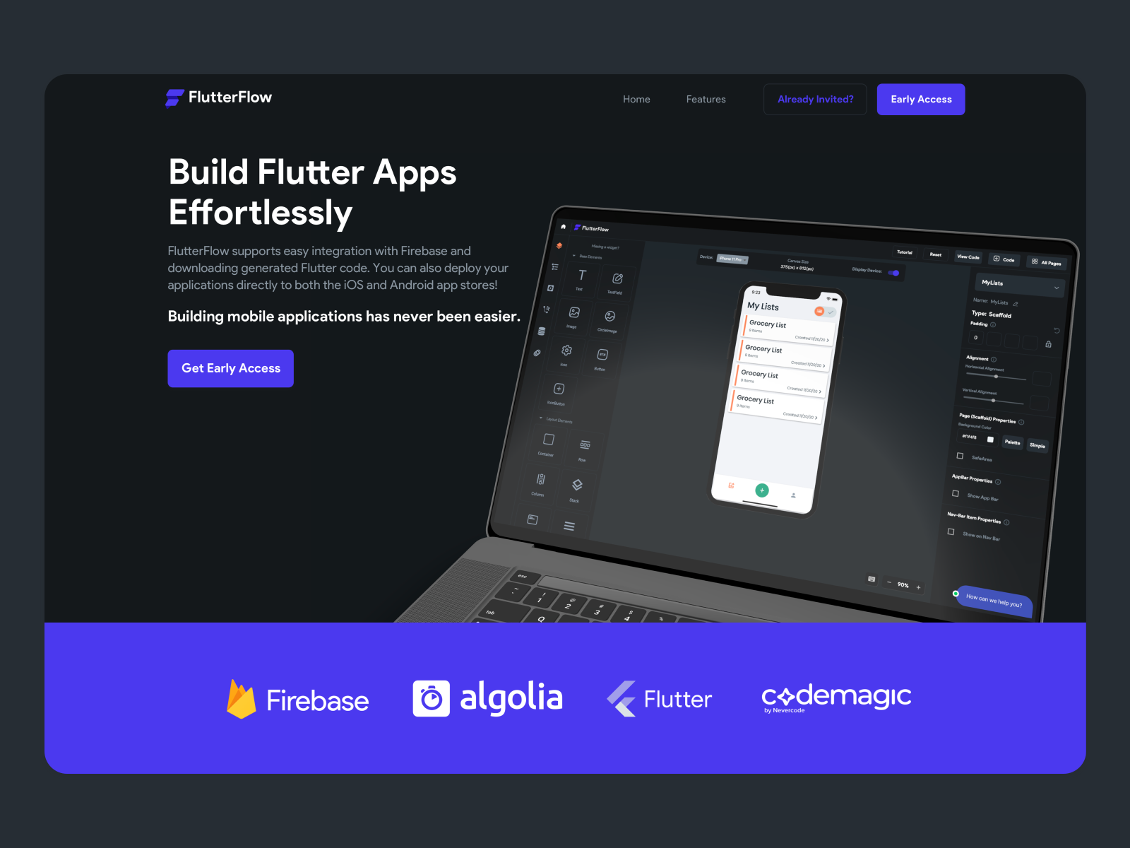 Flutter Flow Landing Page by Andrew Daniels for Kaleo Design on Dribbble