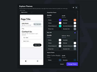 Theme Exploration in Flutterflow